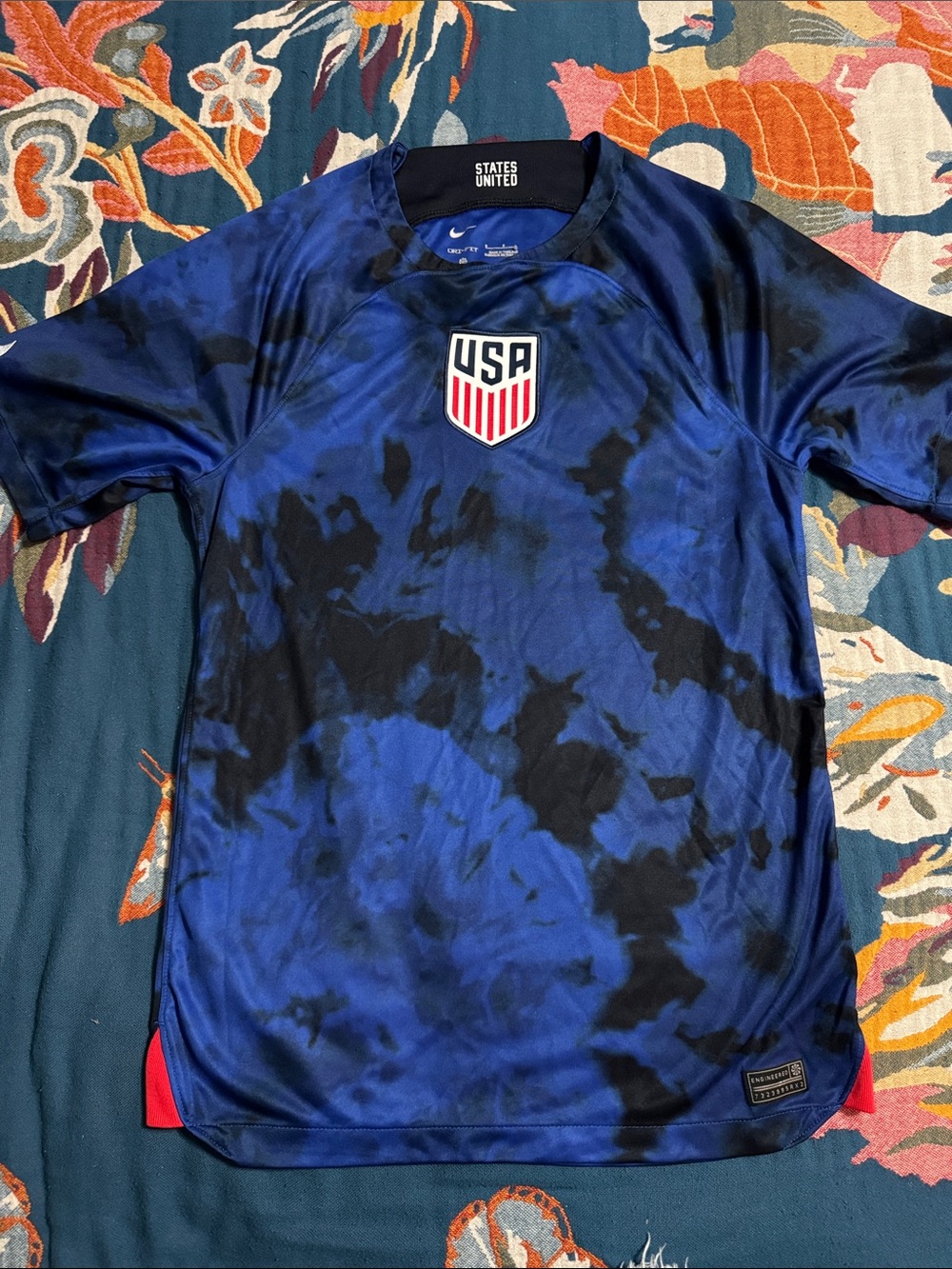 Nike USA Blue and Black Tie-Dye Men's Soccer Jersey